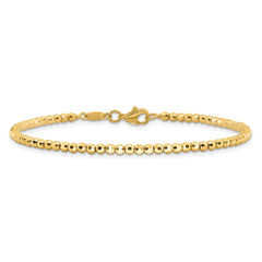 14K Polished and Diamond-cut Beaded 7.25 inch Bracelet