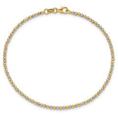 14K Two-tone Diamond-cut Beaded 7.5 inch Bracelet