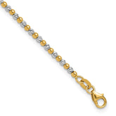 14K Two-tone Diamond-cut Beaded 7.5 inch Bracelet