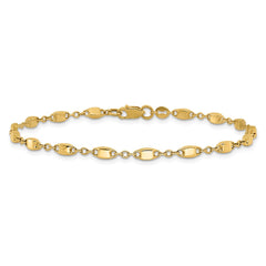 14K Polished Fancy Square Link 7.5 inch Bracelet