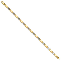 14K Two-tone Polished 4.8mm Fancy Link 7.5 inch Bracelet