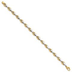 14K Two-tone Polished 5.6mm Fancy Link 7.5 inch Bracelet