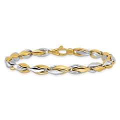 14K Two-tone Polished 5.6mm Fancy Link 7.5 inch Bracelet