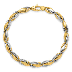 14K Two-tone Polished 5.6mm Fancy Link 7.5 inch Bracelet