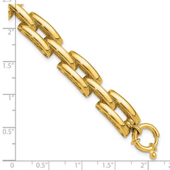 14K Polished 8.9mm Fancy Square Link 7.5 inch Bracelet