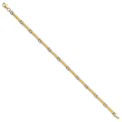 14K Two-tone Polished 3.5mm Fancy Twisted Bar Link 7.75 inch Bracelet