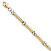 14K Two-tone Polished 3.5mm Fancy Twisted Bar Link 7.75 inch Bracelet