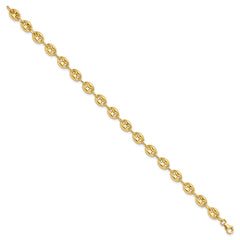 14K Polished 6.3mm Puffed Anchor/Mariner Link 7.75 inch Bracelet