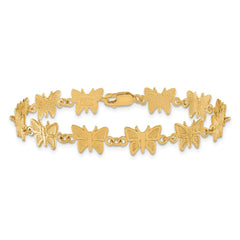 14k Satin and Polished Butterfly 7 inch Bracelet