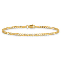 14K 9 inch 2.2mm Flat Beveled Curb with Lobster Clasp Anket