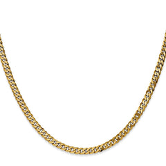 14K 28 inch 3.9mm Flat Beveled Curb with Lobster Clasp Chain