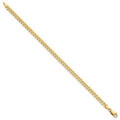 14K 9 inch 3.9mm Flat Beveled Curb with Lobster Clasp Chain