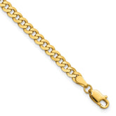 14K 9 inch 3.9mm Flat Beveled Curb with Lobster Clasp Chain