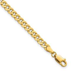 14K 9 inch 3.9mm Flat Beveled Curb with Lobster Clasp Chain