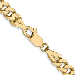 14K 28 inch 5.75mm Flat Beveled Curb with Lobster Clasp Chain