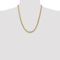 14K 22 inch 5.75mm Flat Beveled Curb with Lobster Clasp Chain