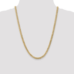 14K 24 inch 5.75mm Flat Beveled Curb with Lobster Clasp Chain