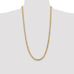 14K 28 inch 5.75mm Flat Beveled Curb with Lobster Clasp Chain