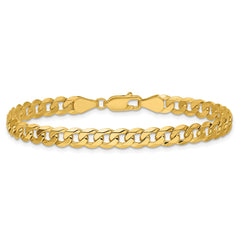 14K 9 inch 5.75mm Flat Beveled Curb with Lobster Clasp Chain