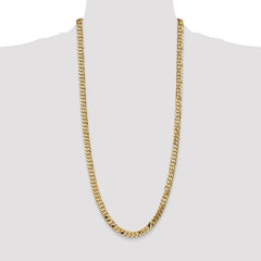 14K 30 inch 7.25mm Flat Beveled Curb with Lobster Clasp Chain