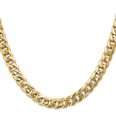 14K 24 inch 8mm Flat Beveled Curb with Lobster Clasp Chain
