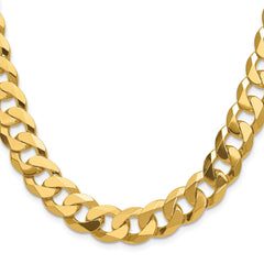 14k 12.0mm Flat Beveled Curb Chain - 7