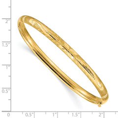 14k 3/16 Florentine Engraved 5.00mm Hinged Round Bangle Bracelet