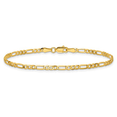 14K 6 inch 2.75mm Flat Figaro with Lobster Clasp Bracelet