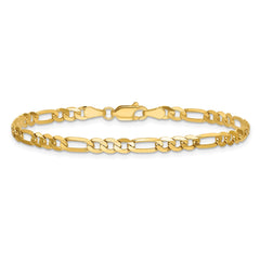 14K 8 inch 4mm Flat Figaro with Lobster Clasp Bracelet