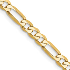 14K 30 inch 4mm Flat Figaro with Lobster Clasp Chain