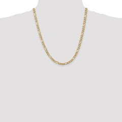 14K 22 inch 5.25mm Flat Figaro with Lobster Clasp Chain
