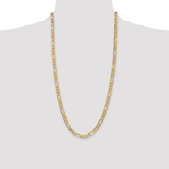 14K 28 inch 6.25mm Flat Figaro with Lobster Clasp Chain