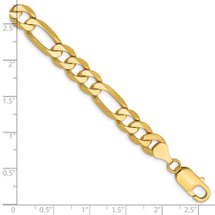 14K 9 inch 7.5mm Flat Figaro with Lobster Clasp Chain