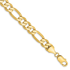 14K 8 inch 8.75mm Flat Figaro with Lobster Clasp Bracelet