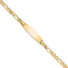 14k Polished Solid Chain/Solid Plate Figaro Link Soft Diamond Shape 24.5x7.3mm Plate 8 inch ID Bracelet - 2
