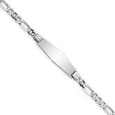 14k White Gold Polished Solid Chain/Solid Plate Figaro Link Soft Diamond Shape 24.5x7.5mm Plate 8 inch ID Bracelet - 2