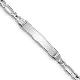 14k White Gold Polished Solid Chain/Solid Plate Figaro Link 25x5mm Plate 7 inch ID Bracelet