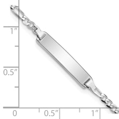 14k White Gold Polished Solid Chain/Solid Plate Figaro Link 20x4.5mm Plate 5.5 inch Baby/Child ID Bracelet