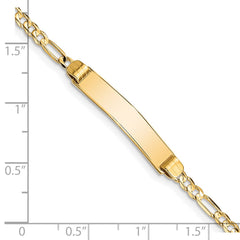 14k Polished Solid Chain/Solid Plate Figaro Link 24.5x4.8mm Plate 8 inch ID Bracelet
