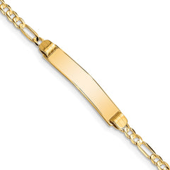 14k Polished Solid Chain/Solid Plate Figaro Link 24.5x4.8mm Plate 7 inch ID Bracelet