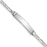 14k White Gold Polished Solid Chain/Solid Plate Figaro Link 25x4.8mm Plate 8 inch ID Bracelet