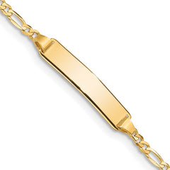 14k Polished Solid Chain/Solid Plate Figaro Link 19.5x5mm Plate 7 inch ID Bracelet