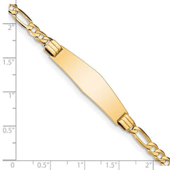 14k Polished Solid Chain/Solid Plate Figaro Link Soft Diamond Shape 33x9mm Plate 7 inch ID Bracelet