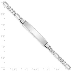 14k White Gold Polished Solid Chain/Solid Plate Figaro Link Soft Diamond Shape 33x9mm Plate 8 inch ID Bracelet - 2