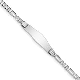 14k White Gold Polished Solid Chain/Solid Plate Figaro Link Soft Diamond Shape 33x9mm Plate 8 inch ID Bracelet - 2