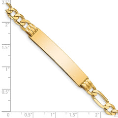 14k Polished Solid Chain/Solid Plate Figaro Link 39x8mm Plate8 inch ID Bracelet