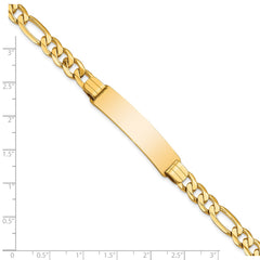 14k Polished Solid Chain/Solid Plate Figaro Link 38x10mm Plate 8 inch ID Bracelet