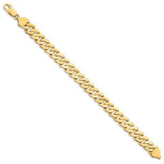 14k 8.5mm Solid Hand-Polished Fancy Curb Link 7 inch Bracelet