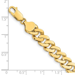 14k 8.5mm Solid Hand-Polished Fancy Curb Link 8 inch Bracelet