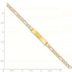 14k Polished with Rhodium Pavâ Solid Chain/Solid Plate Figaro Link 25.5x5mm Plate 7 inch ID Bracelet - 2